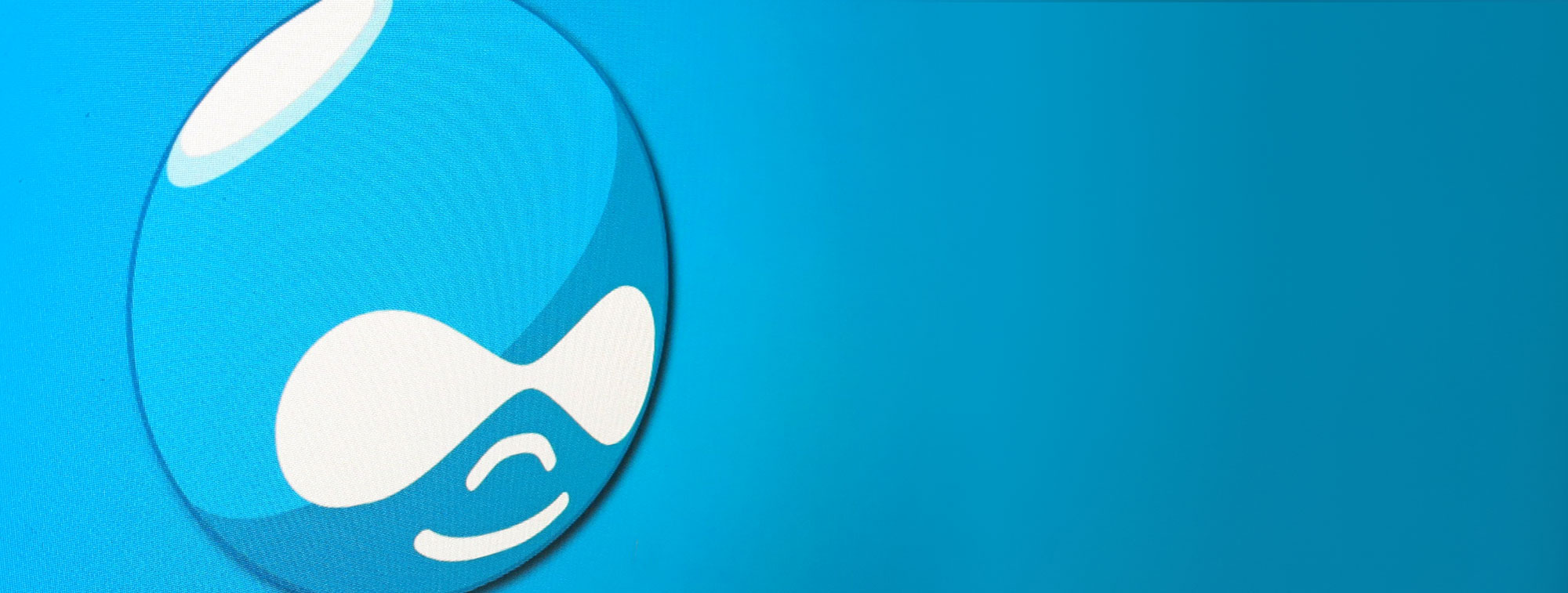 Drupal logo on blue background