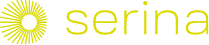 yellow icon of lines radiating out from a white circle, followed by text: serina
