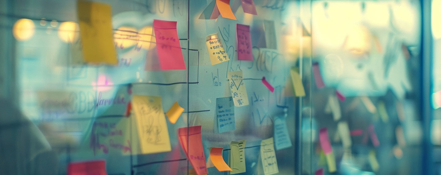 Sticky notes on the board