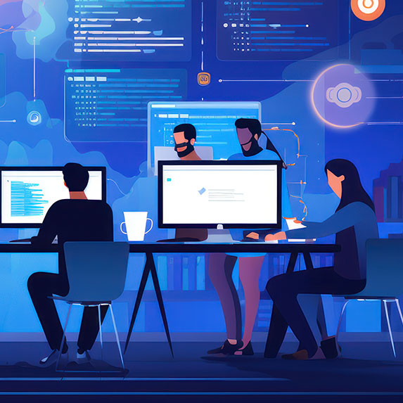 Group of people working with computers